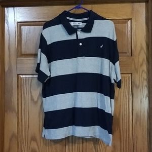 Urban Pipeline Gray and Navy Men's Striped Polo
